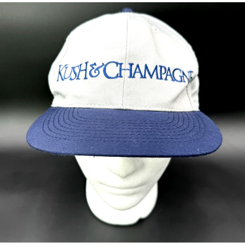 Vintage KUSH & CHAMPAGNE Otto Cap, Hat, Snapback, Gray Blue One Size 420 Alcohol